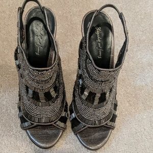 Elizabeth and James pewter leather Julie open toe